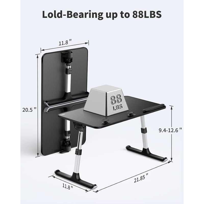 SAIJI Height & Angle Adjustable Laptop Stand for Bed, Lap