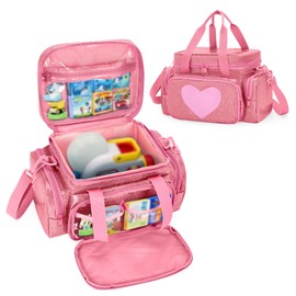 LoDrid Storage Bag Compatible with Little Tikes Story Dream Machine Starter Set, Carrying Case with Multiple Pockets for Accessories with Handle and Shoulder Strap, Pink, Bag Only