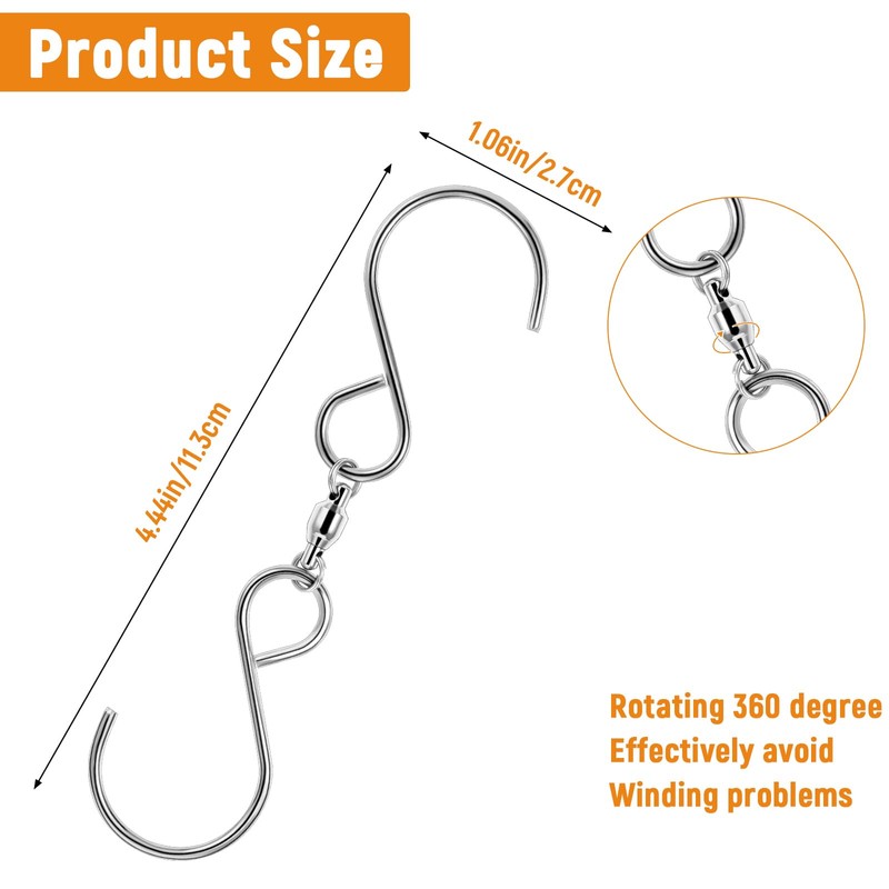 WLLHYF 6Pcs Dual Swivel Hooks Clip Crystal Twisters 360 Degree