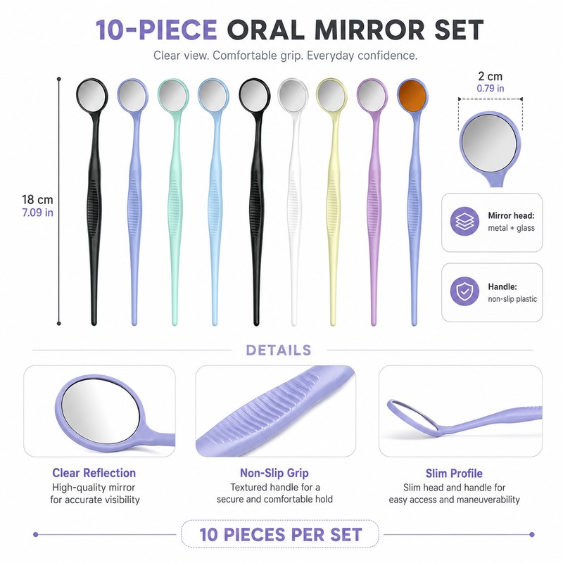 10-Pack Dental Mirror Set for Oral Inspection – High-Definition Mouth