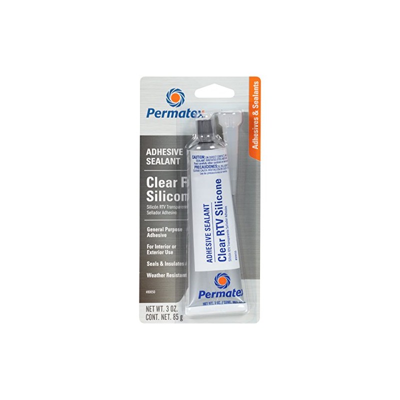 Permatex 80050 Clear RTV Silicone Adhesive Sealant, 3 Ounce (Pack
