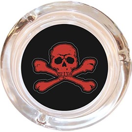 Skull & Crossbones Pirate Glass Ashtray - 4" Round