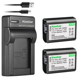 Kastar Battery (X2) & Slim USB Charger for NP-FW50 and Sony Alpha 6300 Alpha 6500 ILCE-QX1 Alpha 7 7R 7R II 7S a7R a7S a7R II a5000 a5100 a6000 a6300 NEX-7 DSC-RX10 DSC-RX10 II III 7SM2 ILCE-7R 7S