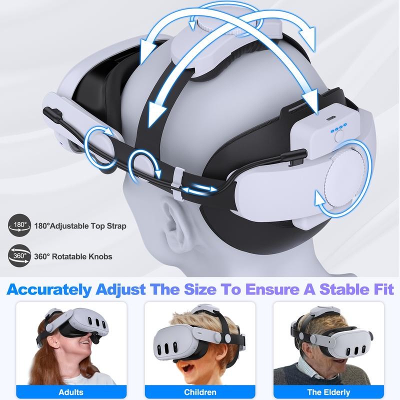 15000mAh Battery Head Strap for Meta Quest 3/3S/2, Adjustable Elite