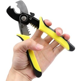 HOCHSTE Wire Cutters Striper, 8-inch Precise Wire Cutter Stripping Tool Wire Cable Crimper Plier Clamping Tool for 8-14 AWG, with Built-in Spring-Loaded Insulated PP Ergonomic Handle Yellow 200mm