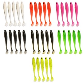 SEIWEI 5PCS Soft Fishing Lure, 10cm/3.9in Bionic Fishing Bait, Paddle Tail Swimbaits for Bass Trout Walleye Crappie Freshwater Saltwater Fishing White