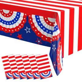 Oudain 6 Pcs Patriotic Tablecloths 4th of July Table Covers Independence Day Table Decorations Disposable Red White Blue Party Tablecloths for Independence Day 4th of July Memorial Day Veterans Day