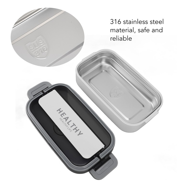 Bento Lunch Box 316 Stainless Steel 700ml Capacity Leakproof Microwave