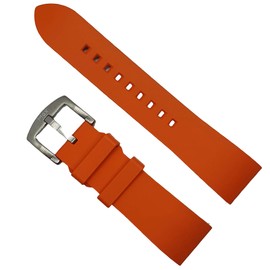 Max Fluoroelastomer (FKM Rubber) Quick Release Watch Strap & Smartwatch Band 20mm, 22mm, 24mm – Red, Navy Blue, Orange, Brown, Black, Green Fluoro-rubber (23mm, Orange)