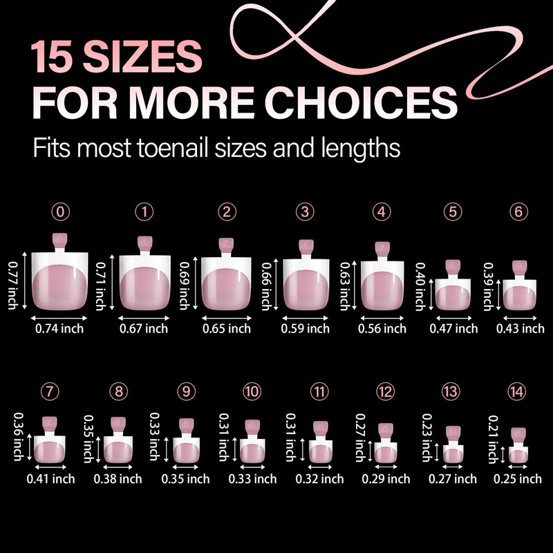 AILLSA French Tip Press On Toe Nails, Berry Pink Sharp
