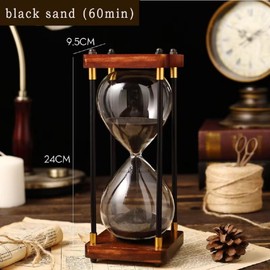 Hourglass Timer 60 Minutes Sand Timer for Gift 1 Hour Glass Sand Clock for Home/Desk/Office Decor and Classroom Timer (Black, 60 Minutes)