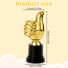 Golden Thumbs Up Trophy, 5.12in Thumb Up Trophy Engraving Funny Plastic Winner Award for Celebrations Sports Game Classroom Job Football Competition Rewards Gift for Humorous Recognition