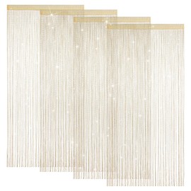 4 Pieces Glitter String Curtains Doorway Beads Curtains, 39 x 79 Inch Hanging Fringe Hippie Room Divider Door String Curtain Boho Doors Tassel for Doorways, Windows, Closet, Privacy Decor (Yellow)