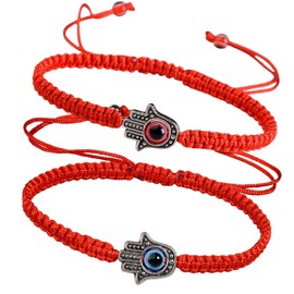 eMeition Evil Eye Bracelets,Feng Shui Kabbalah Red String Bracelet for Women Men Matching Bracelets for Couples Turkish Evil Eye Beads Protection Bracelet&Anklet (B117S140-2)