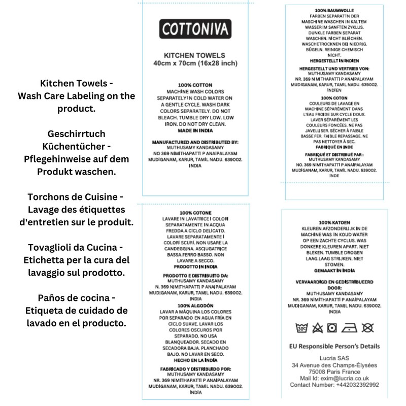 COTTONIVA Waffle Kitchen Towels Set - 6 Pack Cotton Dish