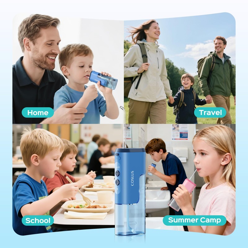 COSLUS Portable Water Flosser for Kids: 4 Gentle Modes for