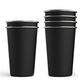 Vasos de Acero Inoxidable 500ml 6PCS, Taza Termica FríoCaliente Negro                                                                                 