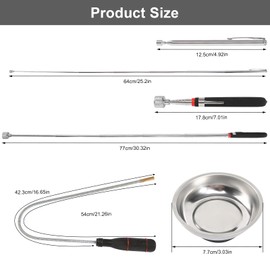 Telescoping Magnetic Pickup Tool, 4 Pieces Extendable Magnetic Pick Up Tools, Flexible Bendable Spring Magnet Stick for Picking Up Small Parts Metal Objects