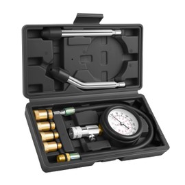 ZEAJSRU Engine Compression Tester Kit 8PCS, 0-300 PSI Cylinder Pressure Test Tool for Gasoline Engines on Cars, Motorcycles, ATVs & Small Engines with Dual Scale Gauge and Adapters (Black-8PC)