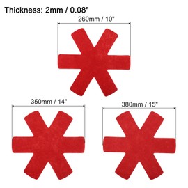 uxcell Pot and Pan Protectors, Set of 3, 3 Different Size Pot Separator for Stacking Felt Pan Protectors Dividers for Glass Ceramic Plates Cookware, Red