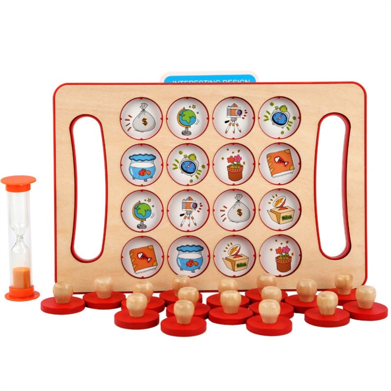 Children Wooden Memory Matching Game with Double Sided Cards Interactive