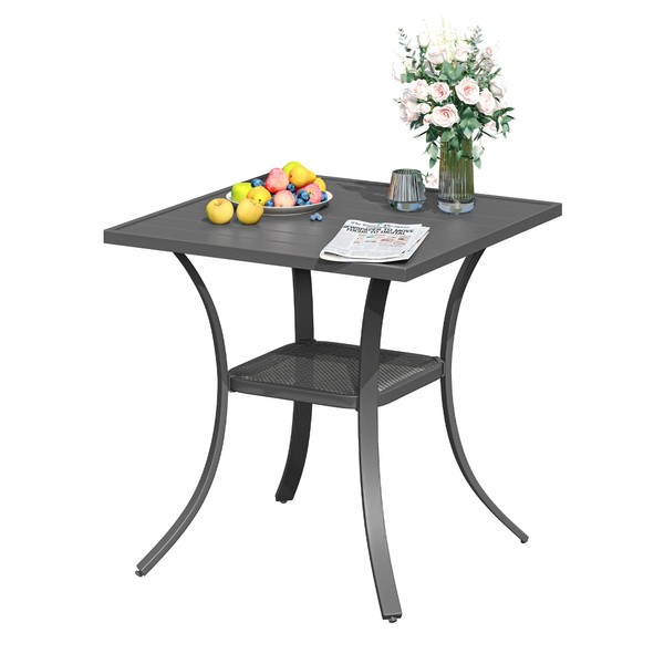 ARKOST 27.5" Patio Bistro Table, All Weather Square Outdoor Coffee