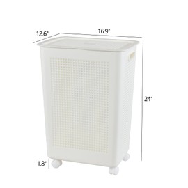 Vcansay 65 L Narrow Rolling Laundry Basket with Lid, Laundry Hamper with Wheels, 4 Packs