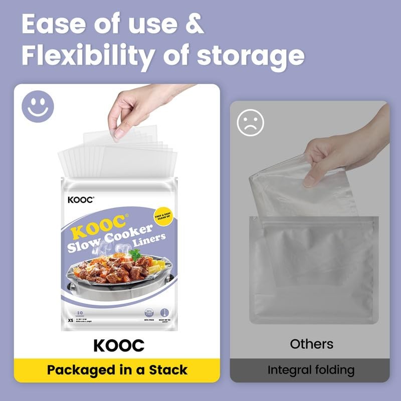 KOOC Slow Cooker Liners 8"x11" 30 Count Mini Size Disposable