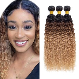 4/27 Human Hair Bundles Honey Blonde Kinky Curly Bundle Human Hair 16 18 20 inch #27 Curly Wave Bundle Chocolate Brown 3 Bundles
