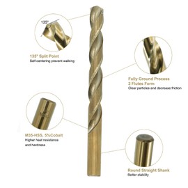 Axelord 21Pcs Cobalt Drill Bit Set (1/16"-3/8"), M35 HSS, 135 Degree Tip, Twist Jobber Length for Hardened Metal, Stainless Steel, Cast Iron, Wood, and Plastics, with Index Storage Case