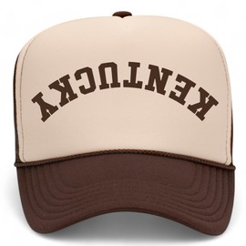 Kentucky Upside Down Reversed Vintage Trucker Hat | KY | Premium Adjustable Snapback Baseball Hat for Men & Women (US, Alpha, One Size, Brown/Tan Foam Mesh Back)