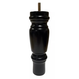 Elegent Upholstery 7" Inch Height Turned Wood Black Espresso Finish Sofa Furniture Legs - Set of 4