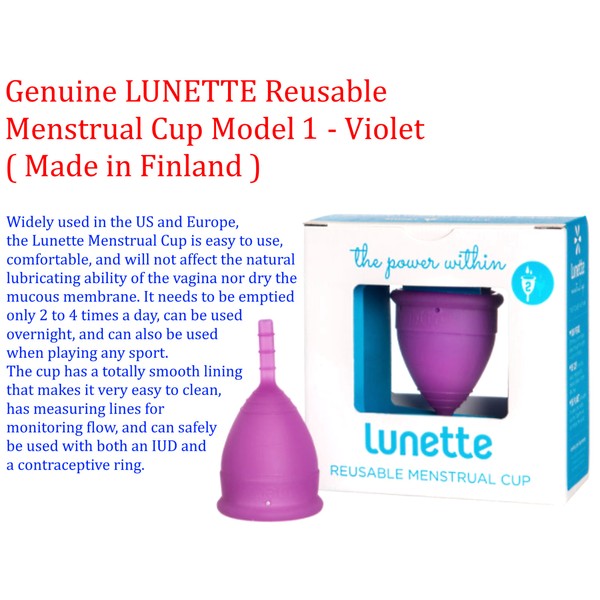 LUNETTE Reusable Menstrual Cup Model 1 - Violet ( Made in Finland )