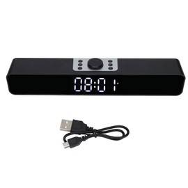 G12 Wireless Bluetooth Clock Speaker with LED Mirror Design Multi Function Soundbar for PCBlack