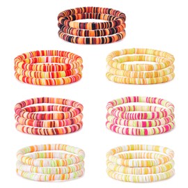 Ornaland 21 Pcs Heishi Surfer Bracelets Set Polymer Clay Heishi Beads Stretch Bracelets Multi-Layer Stackable Friendship Bracelets Bohemia Summer Beach Jewelry for Women, Yellow