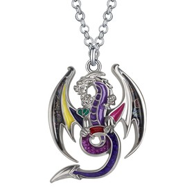 WEVENI Enamel Dragon Necklace Fantasy Dinosaur Pendant for Women Girls Lucky Symbol (Violet)