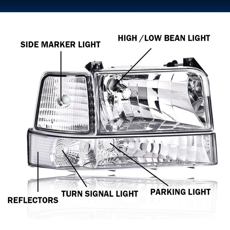 GRAND ORANGE Headlights Assembly Fit 1992-1996 Ford F150 Bronco