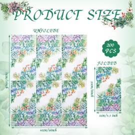 200 Pcs Succulent Paper Napkins 2 Ply Spring Guest Napkins Summer Paper Guest Towels for Bathroom Green Disposable Hand Towels Dinner Napkins Bridal Shower Napkins for Wedding Bathroom Party