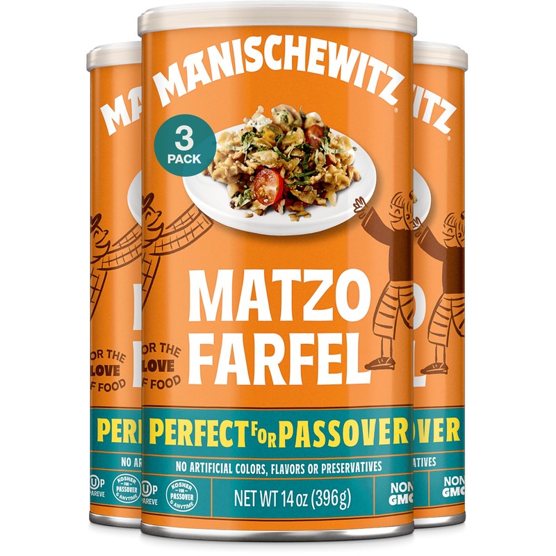 Manischewitz Matzo Farfel, 14oz (3 Pack) Resealable Canister, Sodium Free,