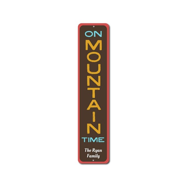 On Mountain Time Sign, Family Last Name Decor, Custom Skier