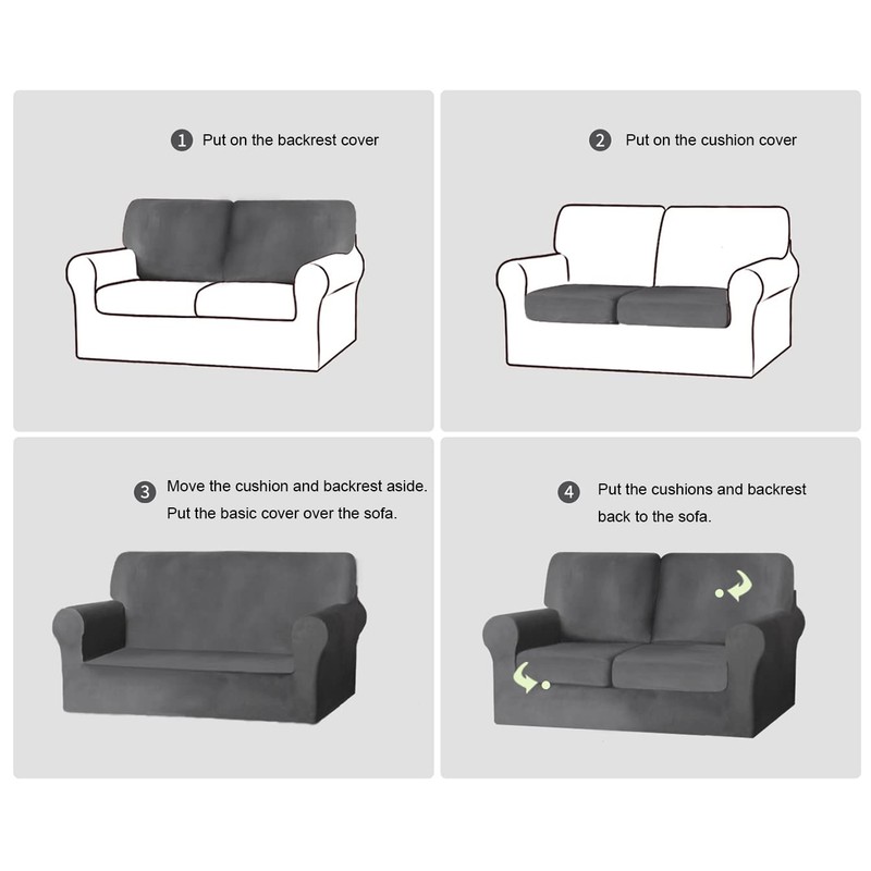 vctops 5 Pieces Velvet Stretch Sofa Cover for 2 Seater
