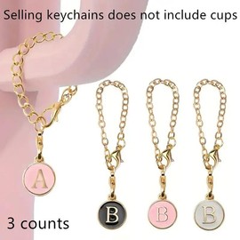 Letter Design Chain Charm, 3pcs/set Creative Decorative Charm for Tumbler, Water Bottle Chain Pendant Accessories, Fall Decor [Pink+White+Black] - Color: Set, Specification:  Letter H