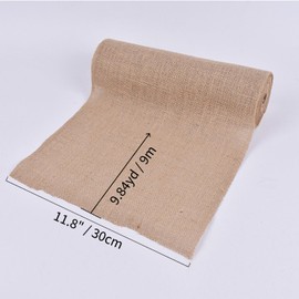 PLAZOTTA 10 Yard x 12 Inch Natural Burlap Fabric Roll, Burlap Table Runners, Rustic Jute Fabric, Vintage Wedding Decorations, Brown Party Runner for Craft Projects, Home Decor, Wedding, Party, Events