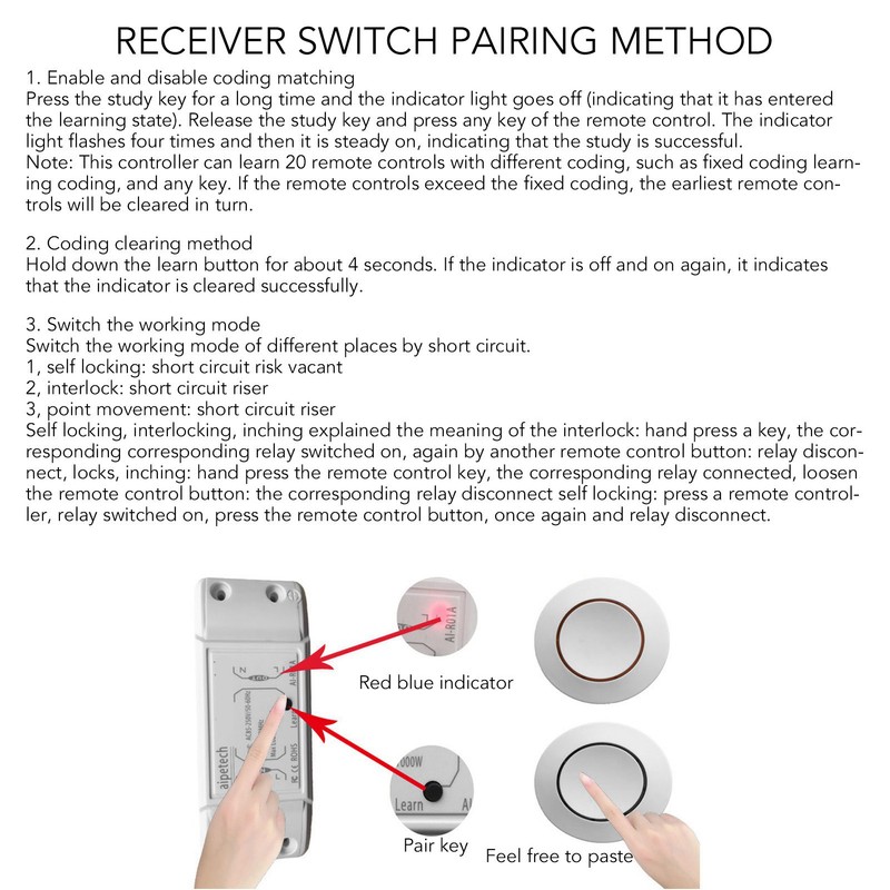 433Mhz Wireless Smart Switch 3 Working Modes Wireless Remote Switch