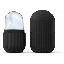 Rodillo de hielo facial, Hielo para Masaje Facial Reutilizable para ojos, cuello, rodillo de masaje facial de belleza para eliminar círculos oscuros, rodillo facial retráctil, herramientas para el cuidado de la piel (Negro)