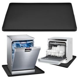 Dishwashers Drip Pan, Prevent Water Leakage and Protect Countertop & Floor, 23.6''x23.6'' Dishwasher Mat, Non-Slip & Leak-Proof Silicone Mat with 0.6'' Raised Edge, for Under Most Portable Dishwashers