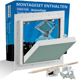 Inspection Flap 15 x 15 cm with Seal - Invisible Inspection Door 150 x 150 mm Ready-to-Paint Door | Drywall Plasterboard 12.5 mm | Maintenance Flap Aluminium Frame | Maintenance Opening