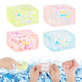 Pack of 4 Stress Balls for Children Adults, Ice Cubes, Anti-Stress Balls, Anti-Stress Ball for Kneading, Anti-Stress Toy, Kneading Ball for Hands Therapy, Rest and Stress Relief