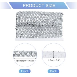QUARKZMAN 11 Yard Sequins Trim Ribbon 0.6 Inch Sequin Gimp Braid Trim Beaded Lace Ribbon Sequin Fabric Flat Trims Strips for Crafts Sewing Clothes Home Party Decoration, Silver