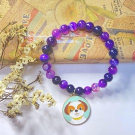 SODLYUE Dog Mom Gifts for Women, Amethyst Dog Mom Bracelets, Dog Gifts for Dog Lovers with Message Card, Beagle Gifts for Birthday Christmas Valentines Day Mothers Day, Stone, no gemstone